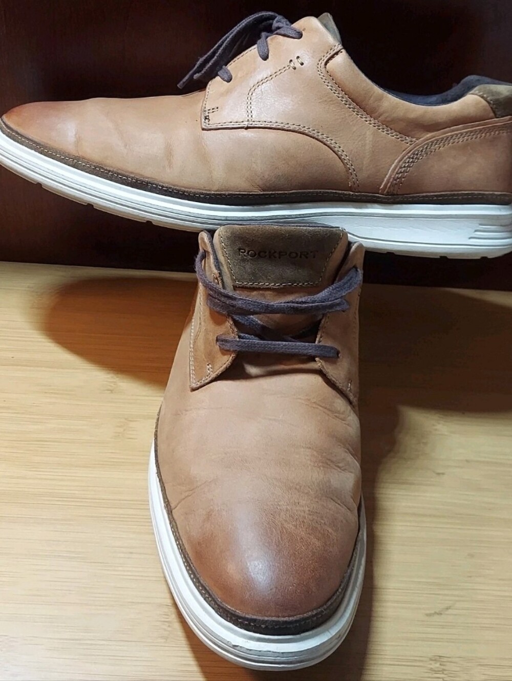 ROCKPORT 100125 MEN'S BRITISH TAN LEATHER PLAIN TOE COMFORT OXFORDS SIZE 11.5